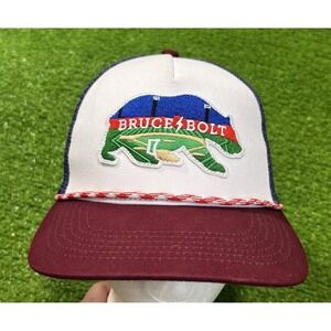 Retro Bruce Bolt Rope Hat SnapBack Trucker Bear (cubs) Field Logo Maroon Blue